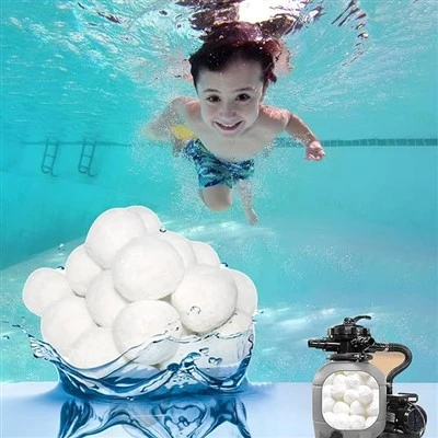 Baseino filtro kamuoliukai Poliesterio pluošto rutuliukai pakeiskite smėlį baseino smėlio filtrų gamykloje